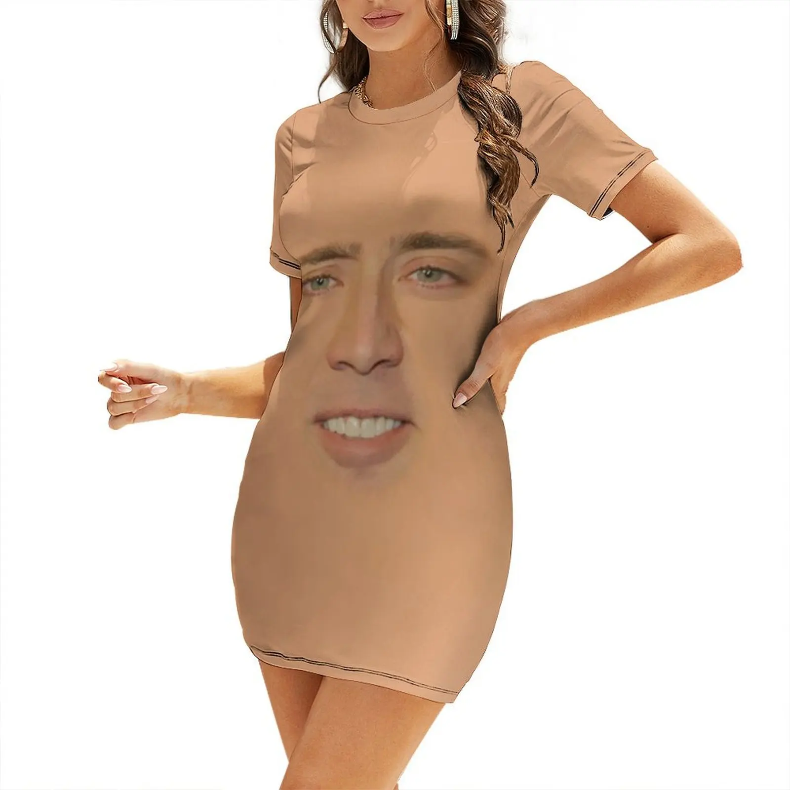 Nicolas Cage Full Face Short Sleeved Dress dresses women summer 2025 Women dresses summer