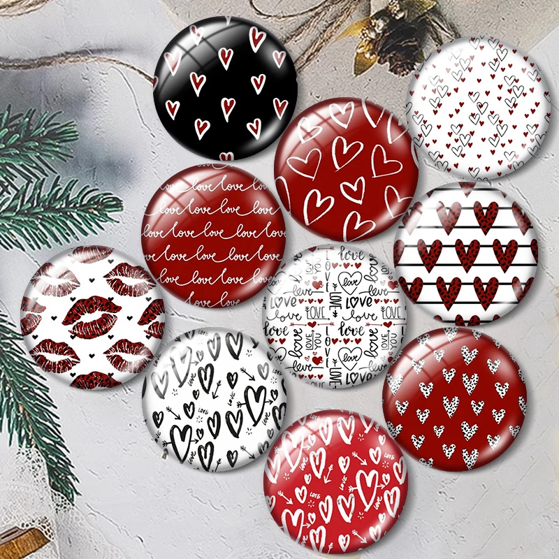 Valentines Day 12/18/20/25mm glass cabochon  bracelet pendant rings for jewelry demo earrings back Making findings