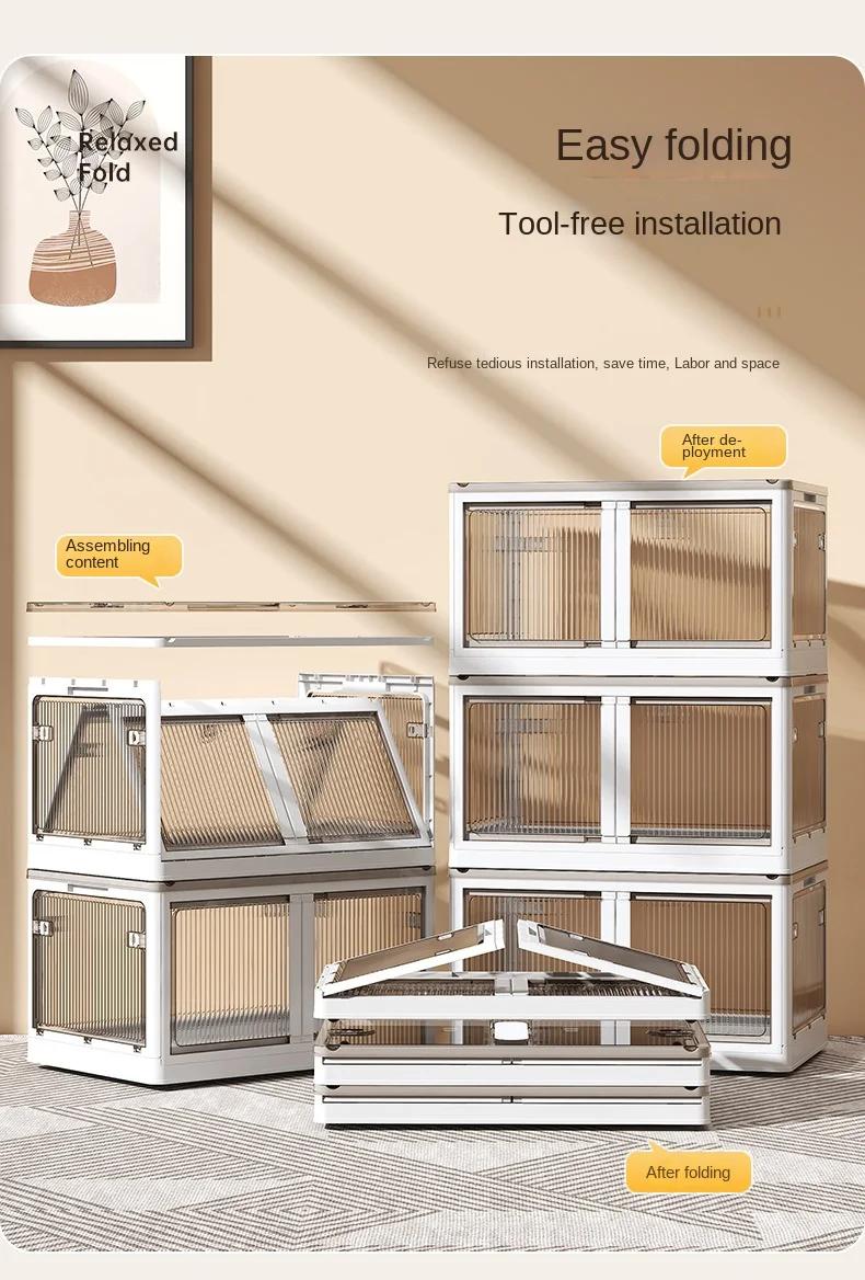 

Foldable Closet Organizers and Storage - Stackable Storage Bins Collapsible Plastic with Lids and Wheels