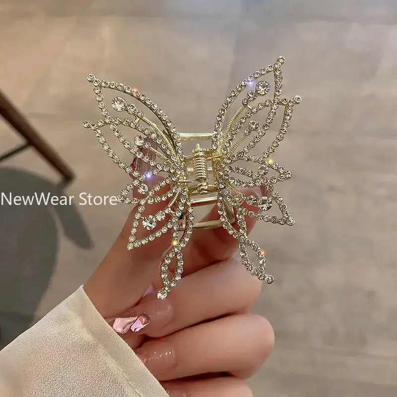 Fashion Metal openwork Hair Claw Butterfly Clips for Women Girl Elegant Ponytail Clip Vintage pin Accessories