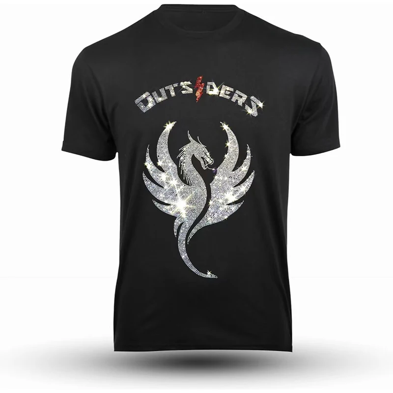 Oversized S-3XL Fashion Mens Quality T-Shirts Casual Short Sleeve Clothing Tee Tops O-Neck Dragon Rhinestone Street Tshirt Y2k