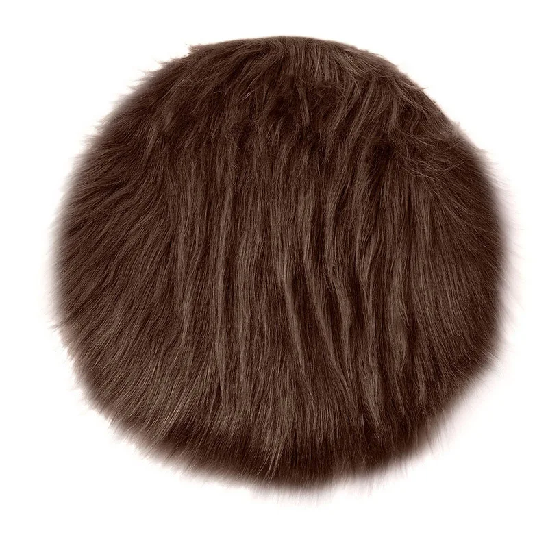 Faux Fur Chair Cover Seat Cushion Pad Fluffy Plush Round Cushion Sofa Chair Seat Pad Living Room Bedroom Carpet Home Decor