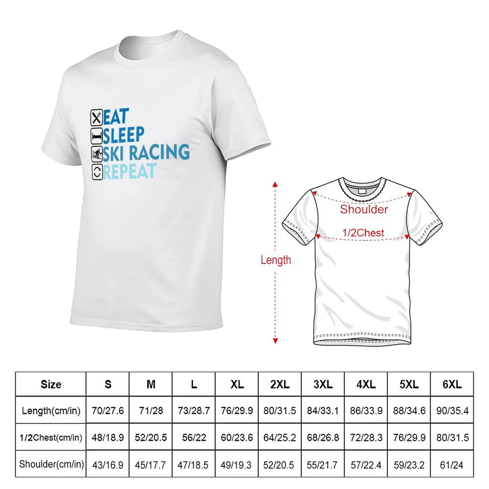 Eat Sleep Ski Racing Repeat T-Shirt vintage Louboutins luxury clothes men