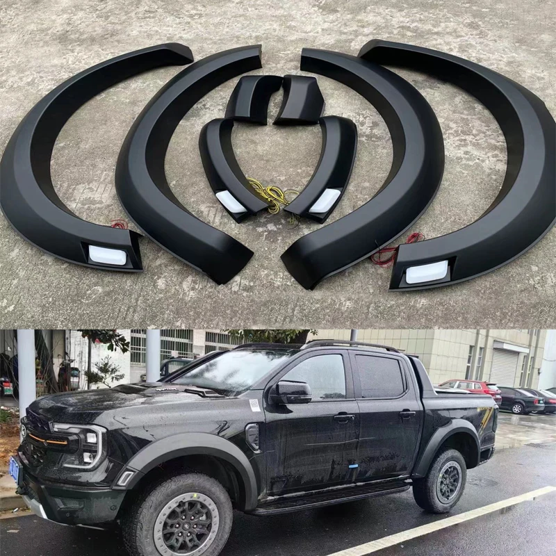 LED Fender Flares Car Wheel Arch Eyebrow Mudguards For Ford Ranger T9 Wildtrak Sport Limited XLT XL XLS 2022 2023 2024