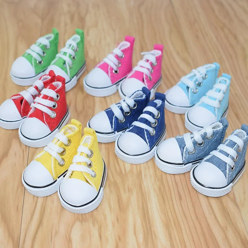 1 Pair 5CM Canvas Shoes Doll Dress Up Muppet Doll Toy Shoes Mini Doll Shoes Sport Fashion Doll Casual Shoes Dolls Accessories