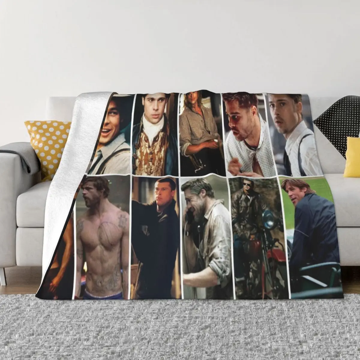 

Brad Pitt 000568 Camping Knee Blanket Custom Blanket Couple Blankets Personalized blankets Throw Blanket