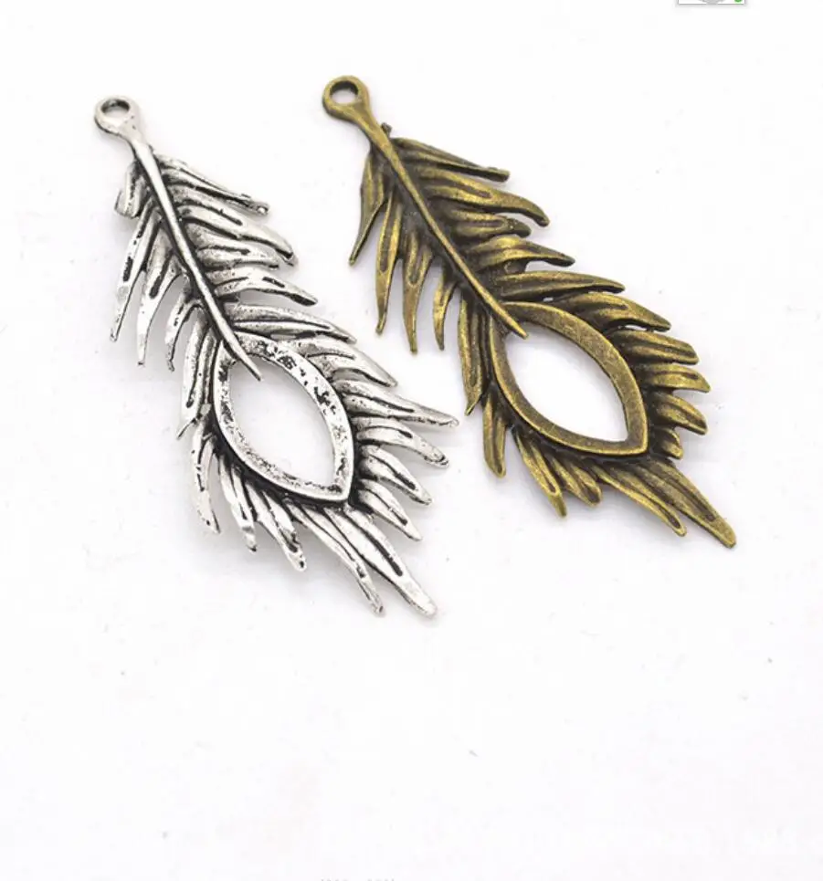 

1pcs Charms Feather 72*28mm Antique Silver Color Pendants Making DIY Handmade Tibetan Finding Jewelry F0596