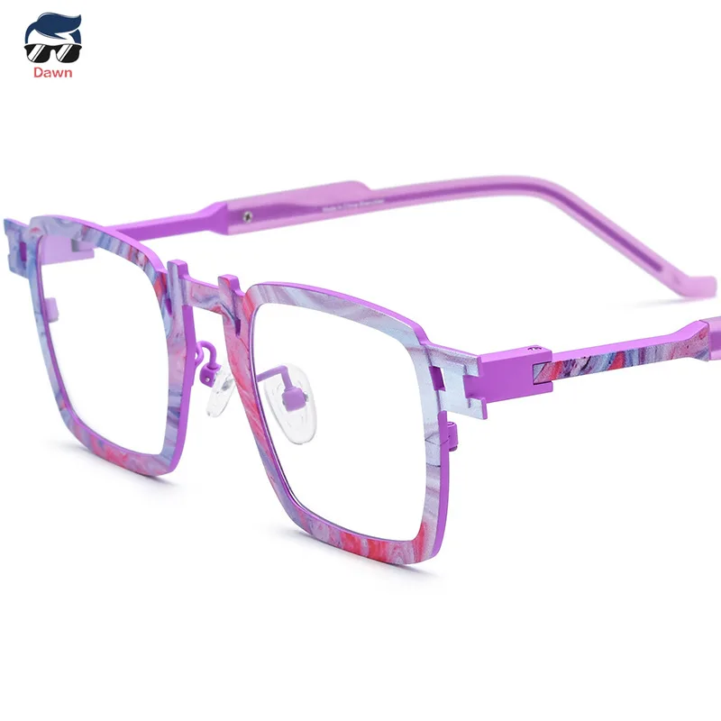 

Fashionable Colorful Pure Titanium Square Glasses – Ultra-Light Frame, Prescription & Blue Light Blocking Unisex Design