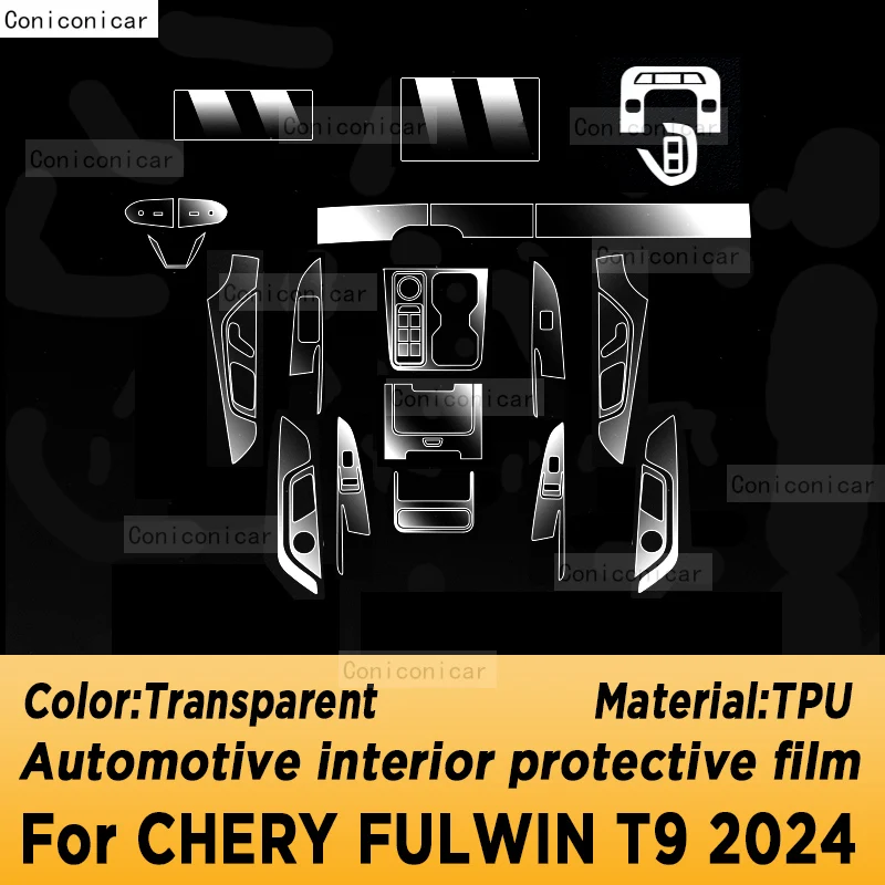 For Chery FULWIN T9 2024 Gearbox Panel Navigation Automotive Interior Screen Protective Film TPU Anti-Scratch Sticker