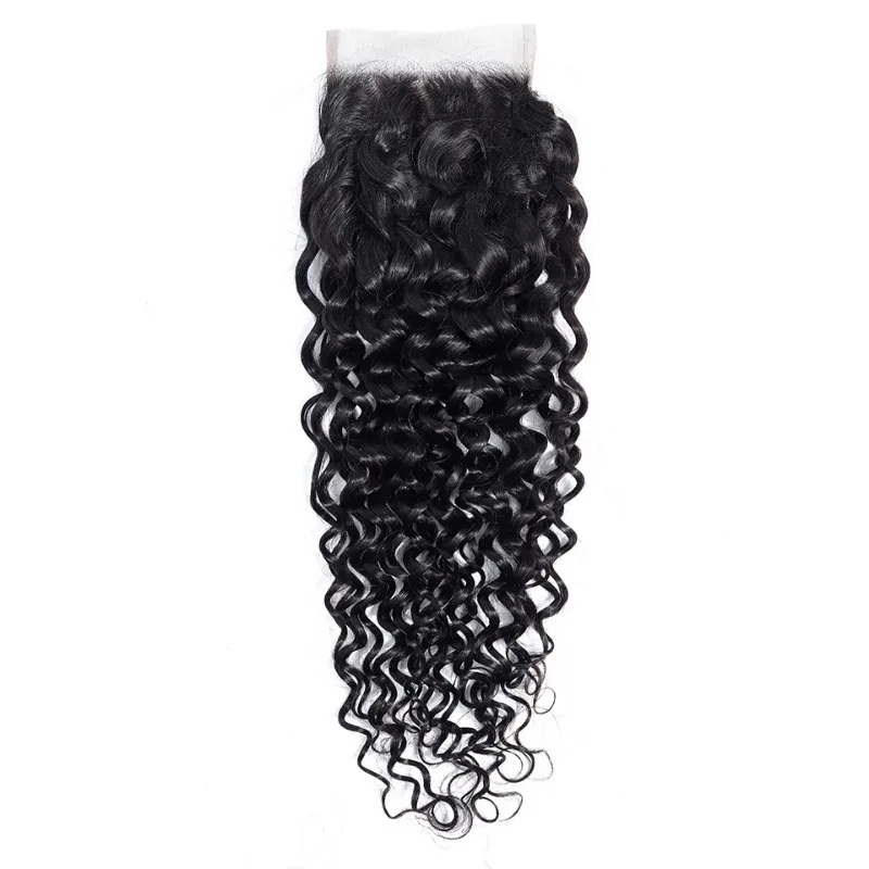 5*5 Lace Closure Water Wave Brasilianisches Echthaar 100% Natürliches Remy-Haar Schweizer Transparente Spitze Hochwertige Handwebung – Detail 4