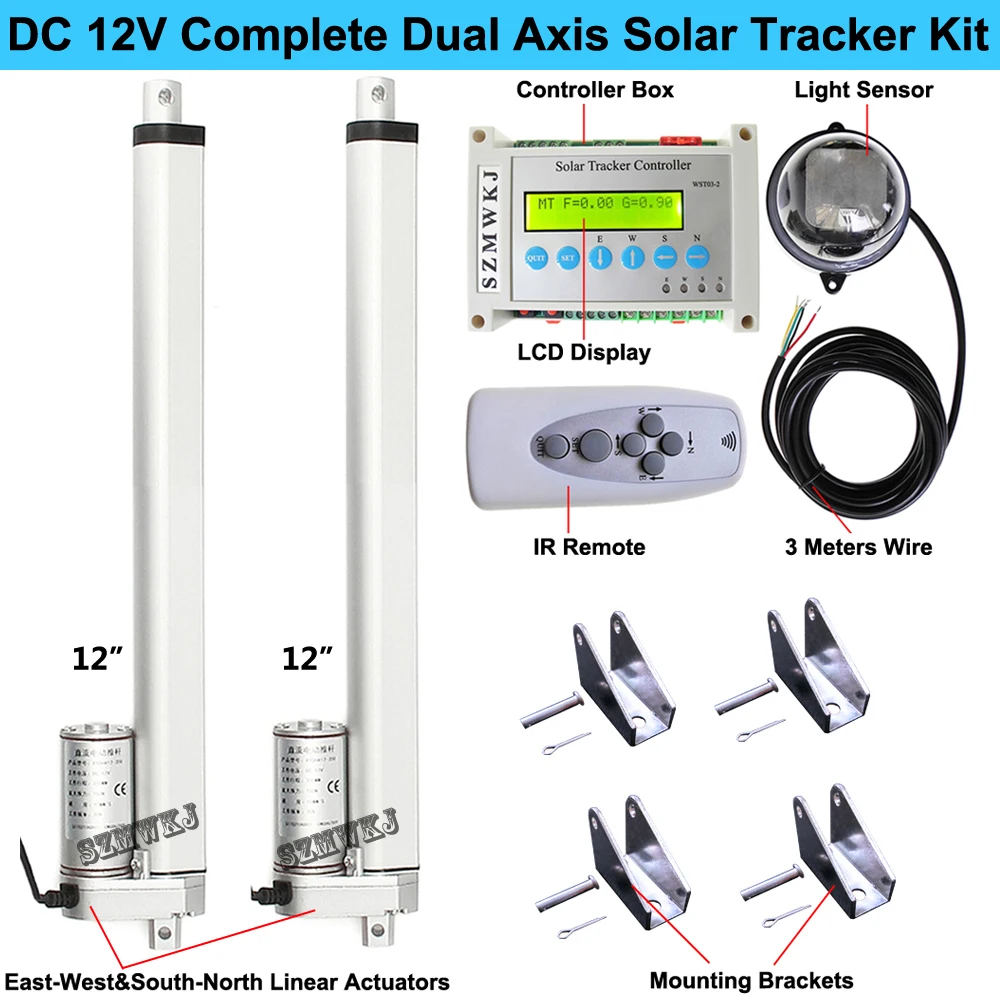 Complete Dual Axis Solar Tracking Kit & 2*12\