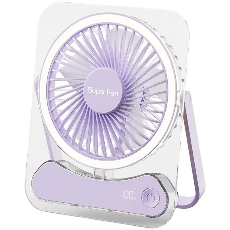 A84G-Dormitory Small Fan Ultra-Thin Desktop Fan Digital Display USB Charging Strong Wind Silent Card Style C