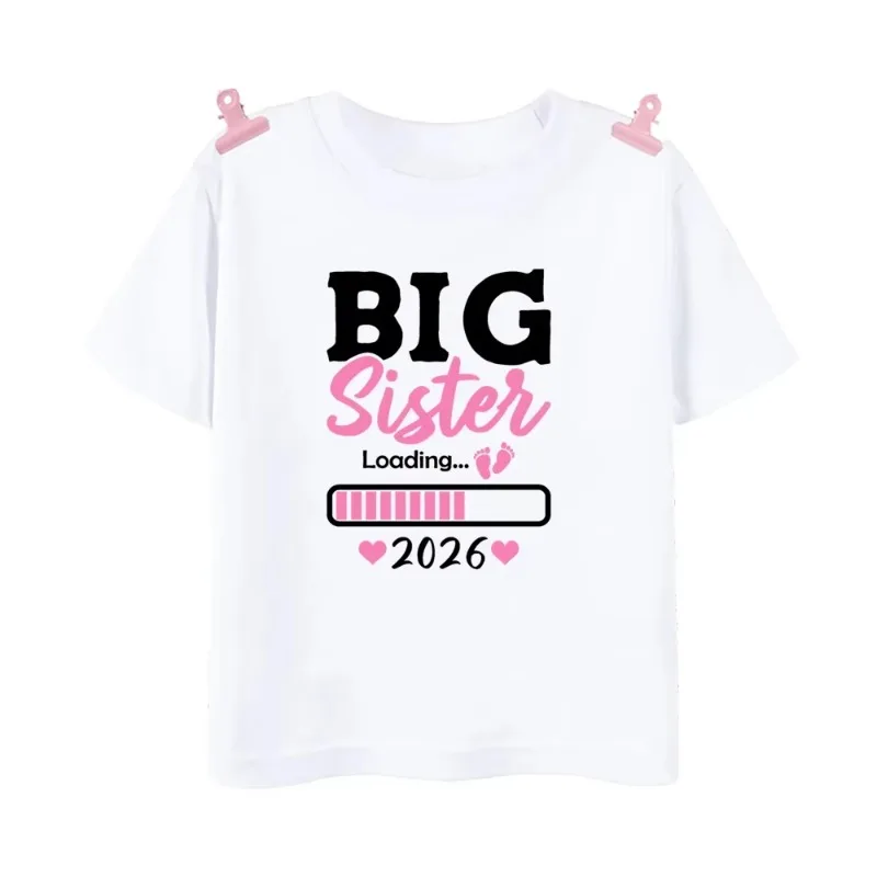 2026 Sister Style Girl Short Sleeve T-shirt Summer Casual Loose Fashion Round Neck Children's Parent Child Clothing