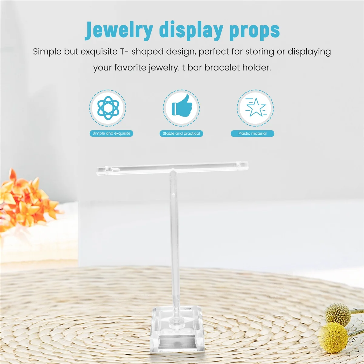 AOA-2Pcs أصحاب القرط الاكريليك T-بار عرض المجوهرات حامل شجرة قلادة أقراط حامل سوار #6