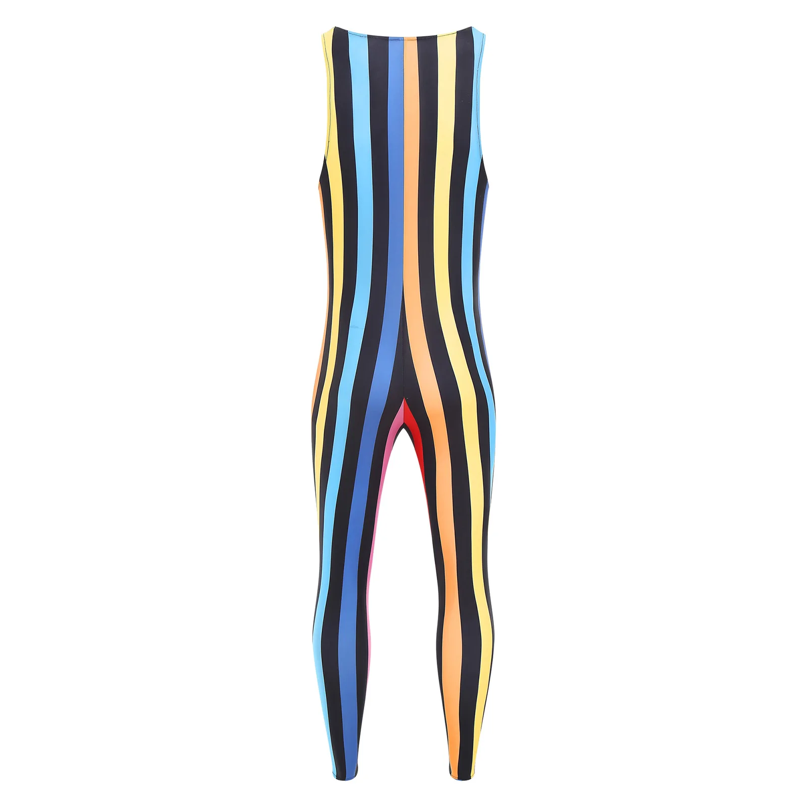 

Men's Rainbow Striped Wrestling Singlets Rompers Bodysuit Sleeveless Slim Fit Jumpsuit Gym Bodybuilding Sportswear Bathing Suit