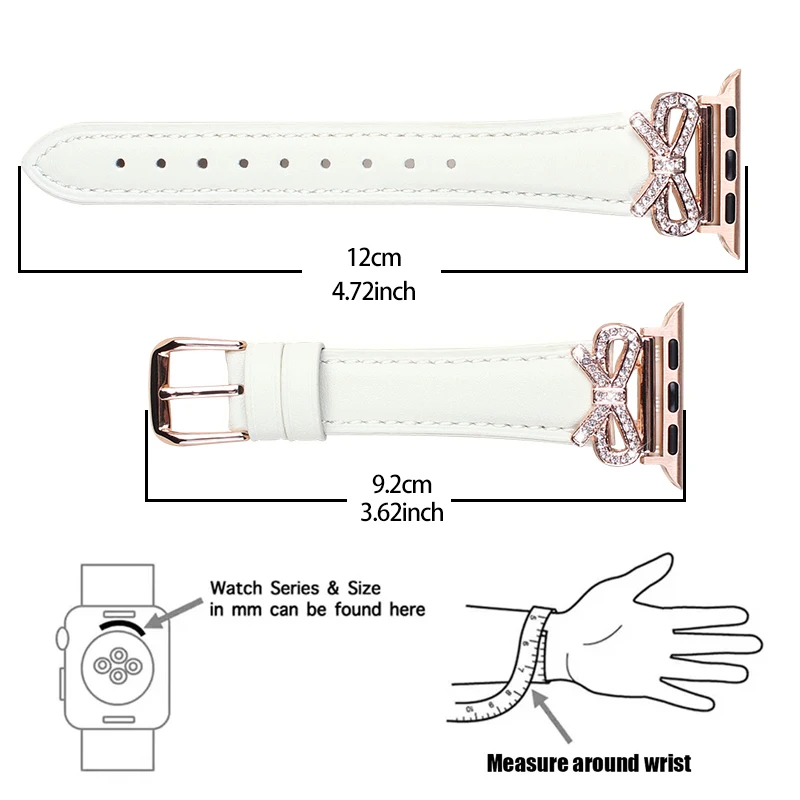 Bow strap+Diamond case for Apple Watch 40/41/42/44/45/46/49 For Fashion+Elegant Women's iWatch series11 10 987 654 accessories - view 2
