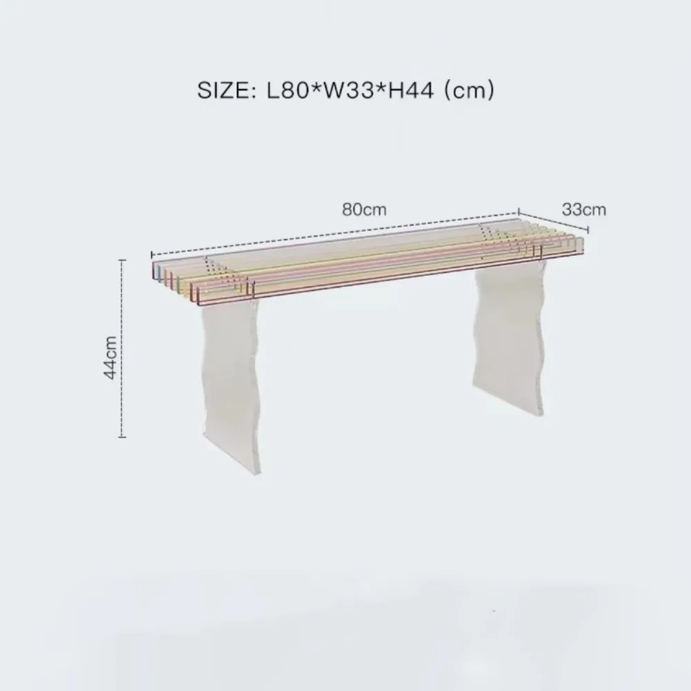 레인보우 아크릴 투명 벤치 – 거실, 현관 및 침실용 모던한 투명 롱 스툴, 가볍고 이동이 쉬움
