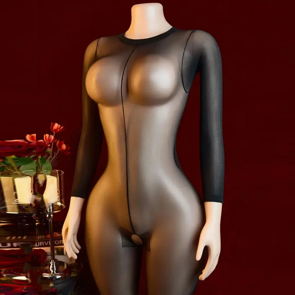 جوارب الجسم المثيرة لعام 18 + النساء الساخن المكشوفة انظر من خلال تصميم Crotchless رقيقة المثيرة ارتداءها الأسود الاباحية الملابس الداخلية دمية جنسية #6