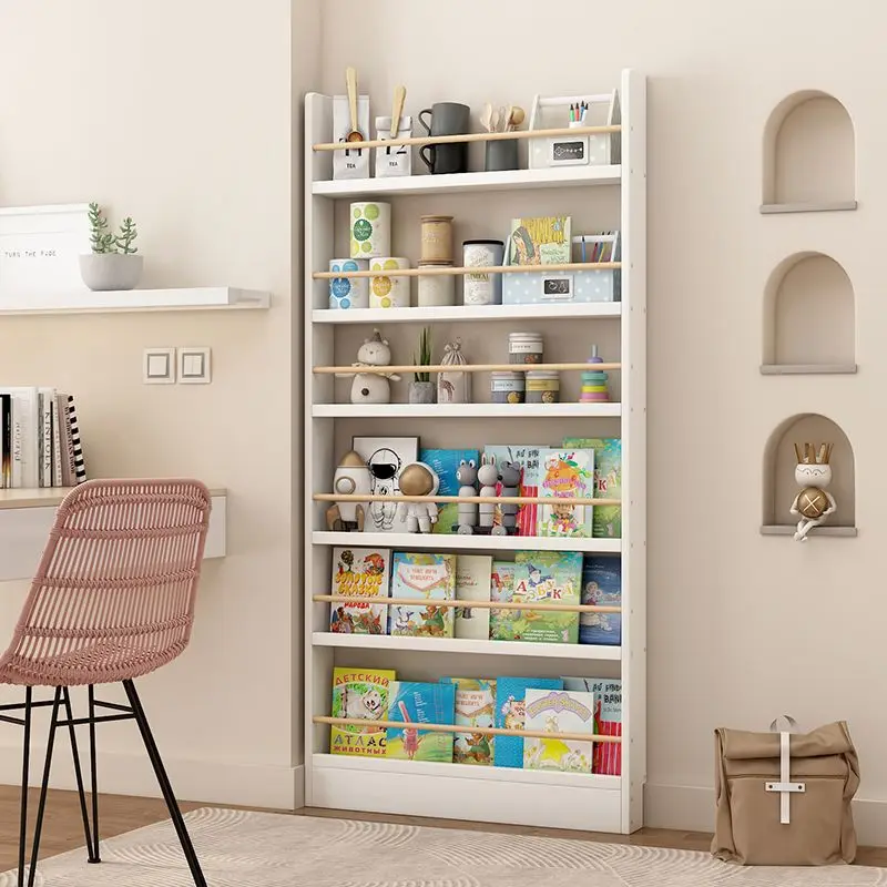 

Children's solid wood bookshelf, storage cabinet behind the door, storage rack, extremely narrow cabinet, home picture book