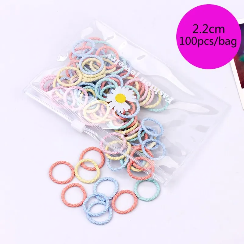 100/200Pcs Hair Ties Elastic Scrunchies Hair Bands Rope Kids Hair Accessories For Girls Gum Ponytail Holder Rubber Bands