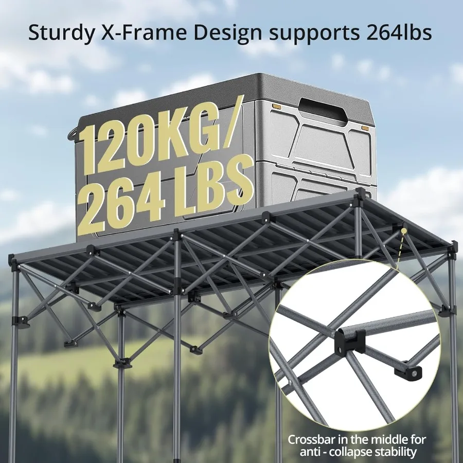 طاولة تخييم شديدة التحمل تدعم 264 رطلًا 48 × 23.6 طاولة تخييم كبيرة قابلة للطي لـ 68 شخصًا مع حقيبة حمل مقاومة للماء محمولة I #4
