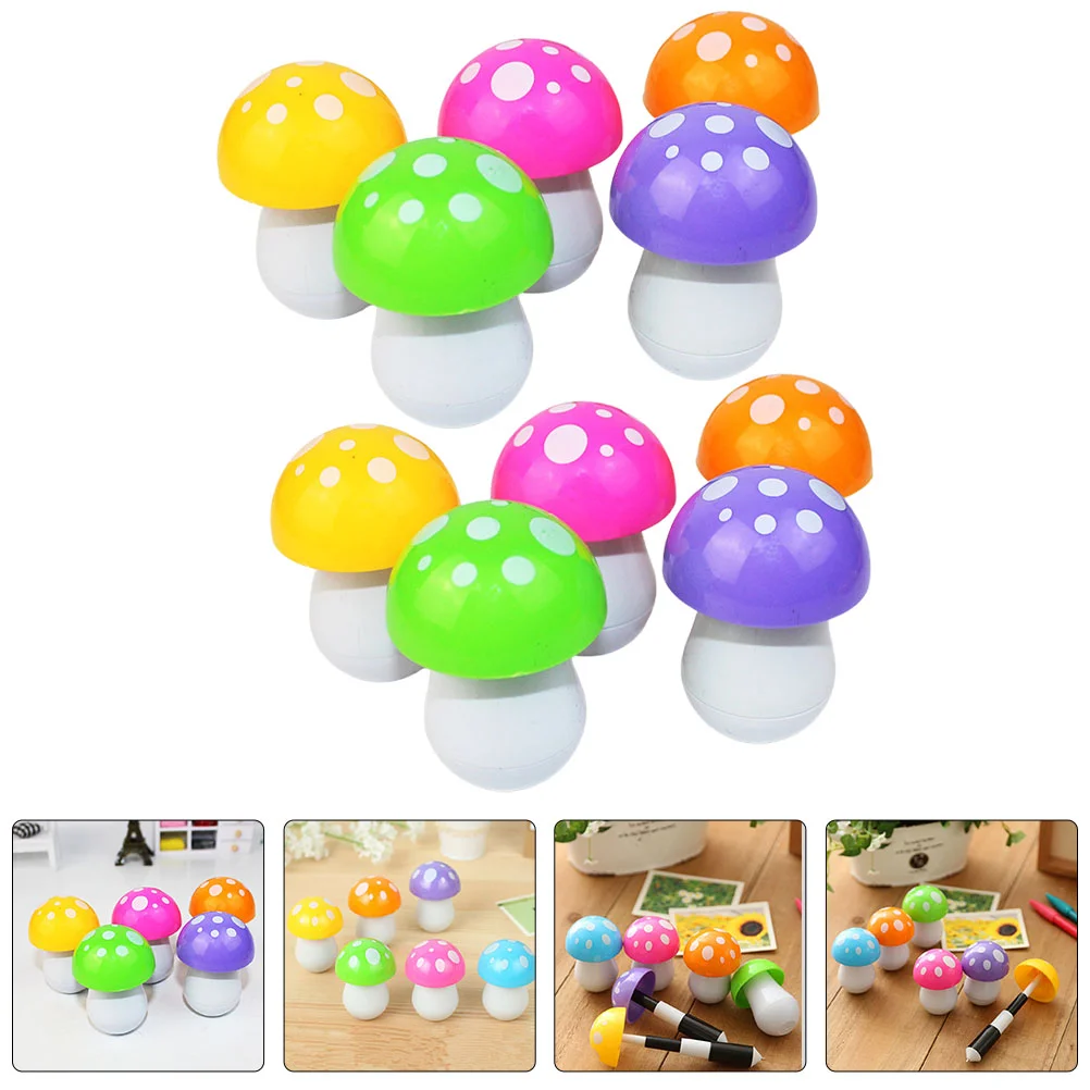 

10 Pcs Mushroom Ballpoint Pen Mushrooms Stretchy Pens Mini Elasticity Adorable Fun Plastic Student Accessory Shape Portable