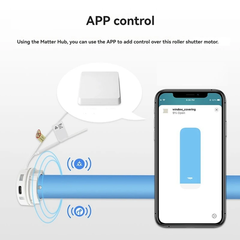 AB15-Matter Over Thread Smart Roller Shade Blinds Motor Built In Battery For 38Mm Tube App