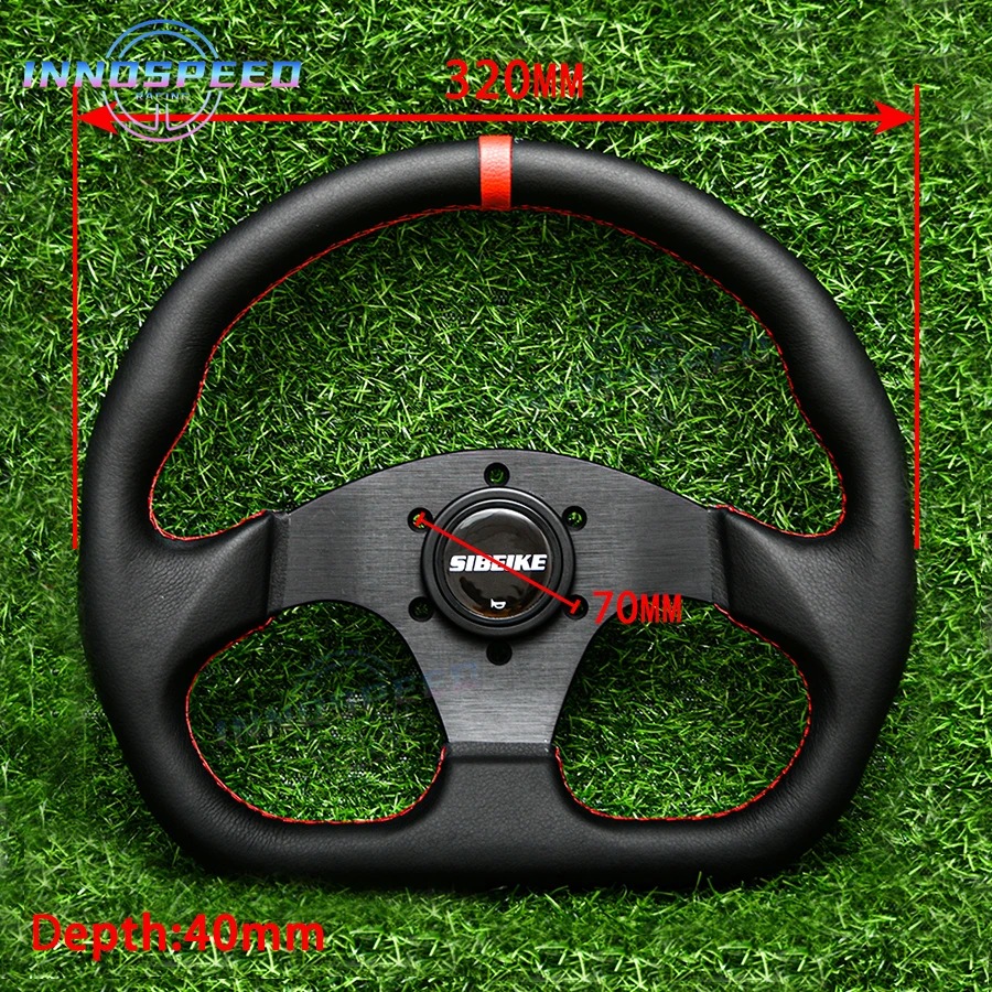 13inch Universal D Shape Racing Leather Flat Sim Sport Steering Wheel for Game Car Accessories