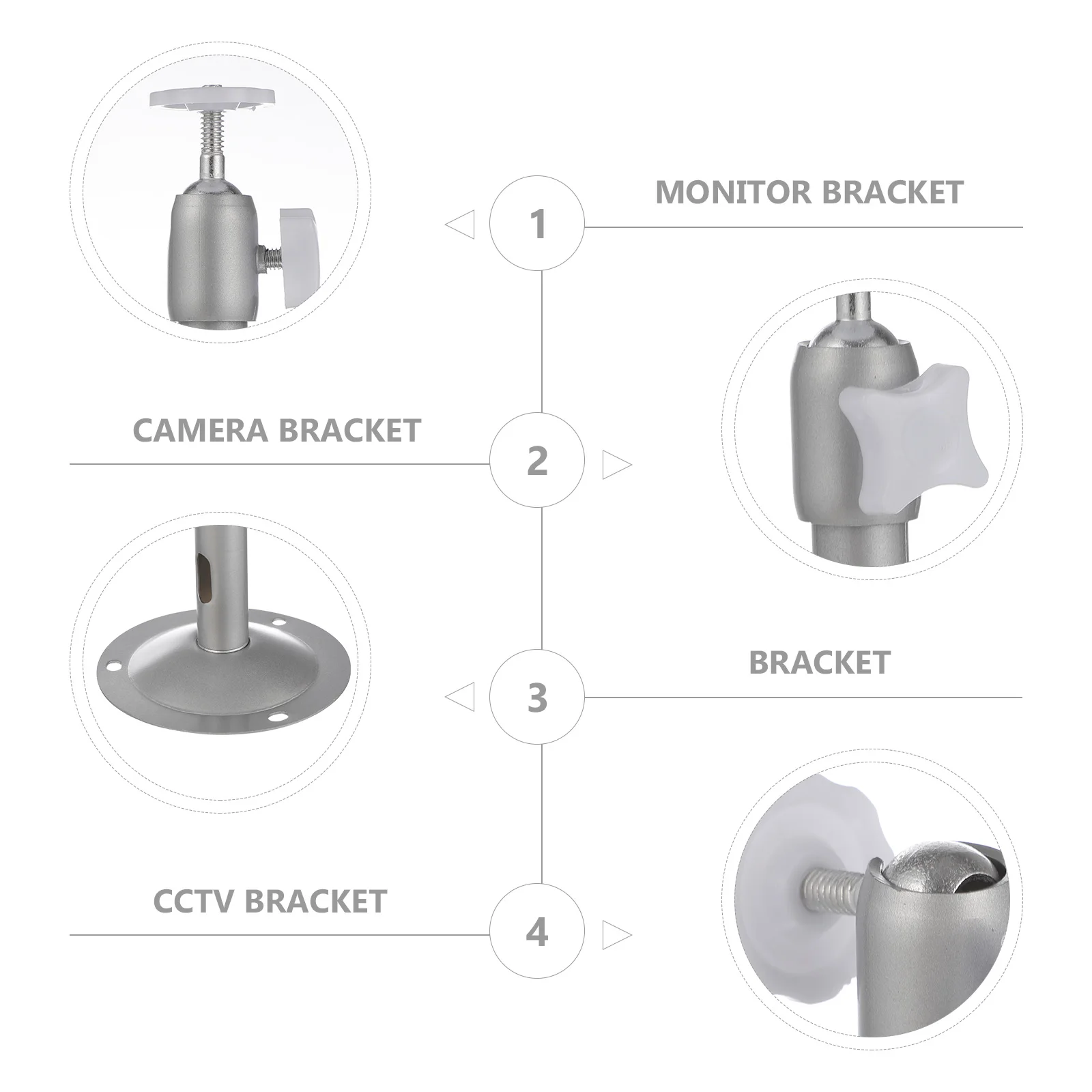 

2pcs Camera Wall Mount Bracket 360 Degree Swivel 90 Degree Tilt Adjustable Security Monitor CCTV Support Indoor Outdoor