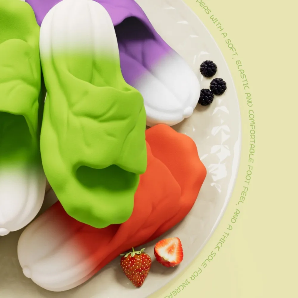 Kreative Simulation Kohl Hausschuhe Weichen Boden Lustige EVA Gemüse Hausschuhe Rutschfeste Dicke Sohle Rote Kohl Rutschen Unisex