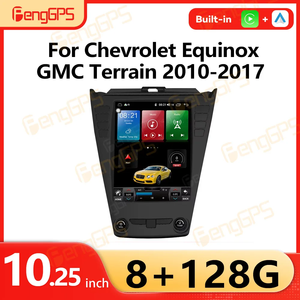 Reproductor de Radio para Auto Android 13 de 10.25 Pulgadas para Chevrolet Equinox GMC Terrain 2010-2017, Pantalla de Video Estéreo Multimedia con Navegación GPS