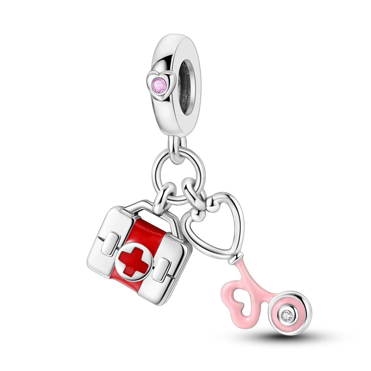 

925 Sterling Silver Dangle Charm Fit Original Bracelet Diy Medical Box Stethoscope Pendant For Woman Fine Jewelry