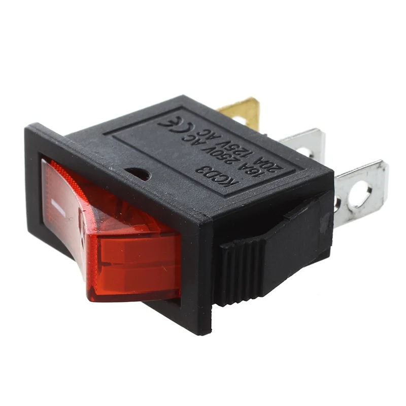ABZW AC 16A/250V 20A/125V 빨간색 조명 켜짐 꺼짐 SPST 보트 로커 스위치 X 30개