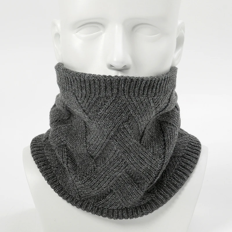 2024 Winter Scarf For Women Neck Ring Snood Warm Infinite Knitted Scarves Unisex Cashmere Female Fur Solid Collar Bandana