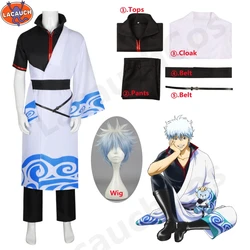 Gintama Cosplay Costumes Sakata Gintoki Anime Cosplay Costume Kimono Halloween carnaval fête argent âme Cosplay déguisement perruques