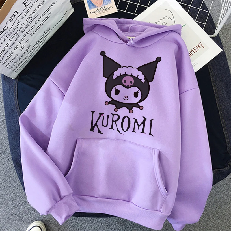 Hello Kitty Kuromi Women\'s Fashion Fall Clothing Street Hoodies Y2K Tops Y2K Long Sleeves Large Street Size Pullovers