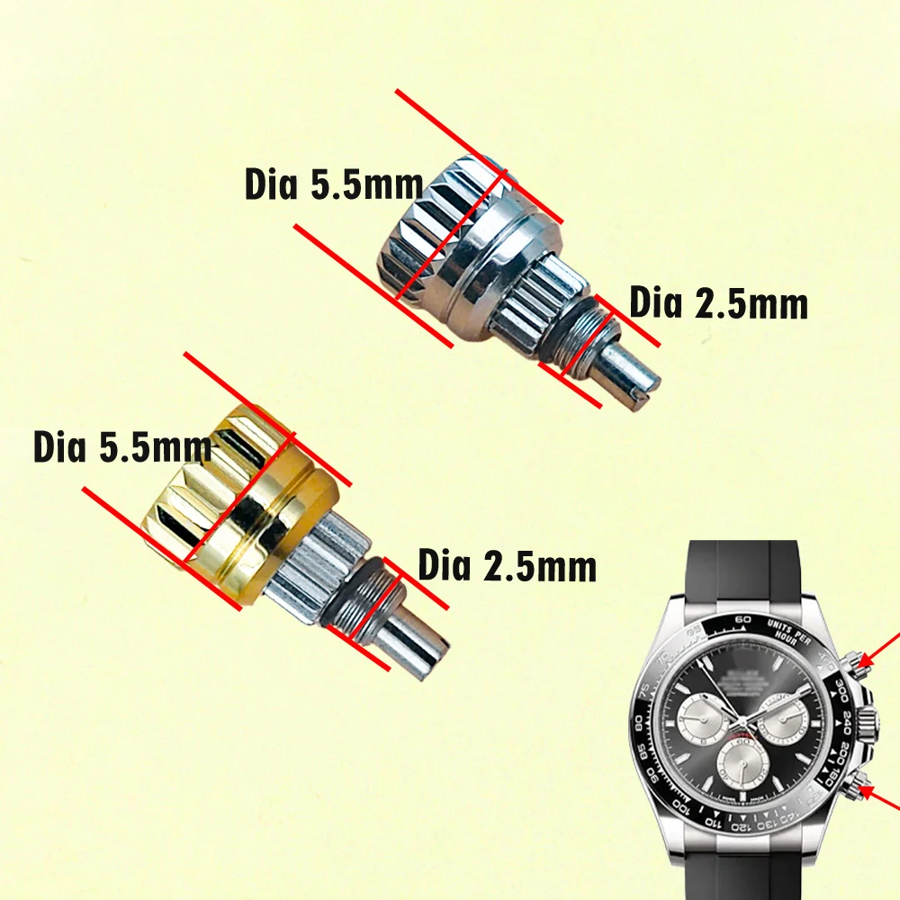 Dia 5.5mm Watch Case Crown Screw Pusher Fit For Daytn 116500 116520 Watch Case Watchmaker Aftermarket Repair Parts