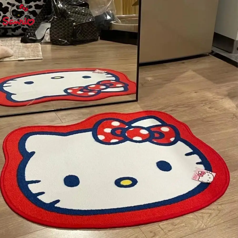 Kawaii Hello Kittys Sanrios Cartoon Carpet Household Bedroom Bedside Carpet Cute Girl Room Floor Mat Dresser Foot Mat Kids Gift