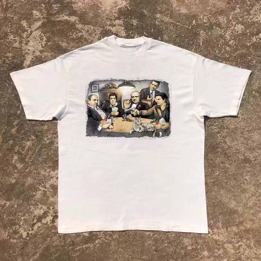 

100% чистый хлопок, свободные футболки для пар в стиле хип-хоп с короткими рукавами и нишевым принтом в американском стиле ретро