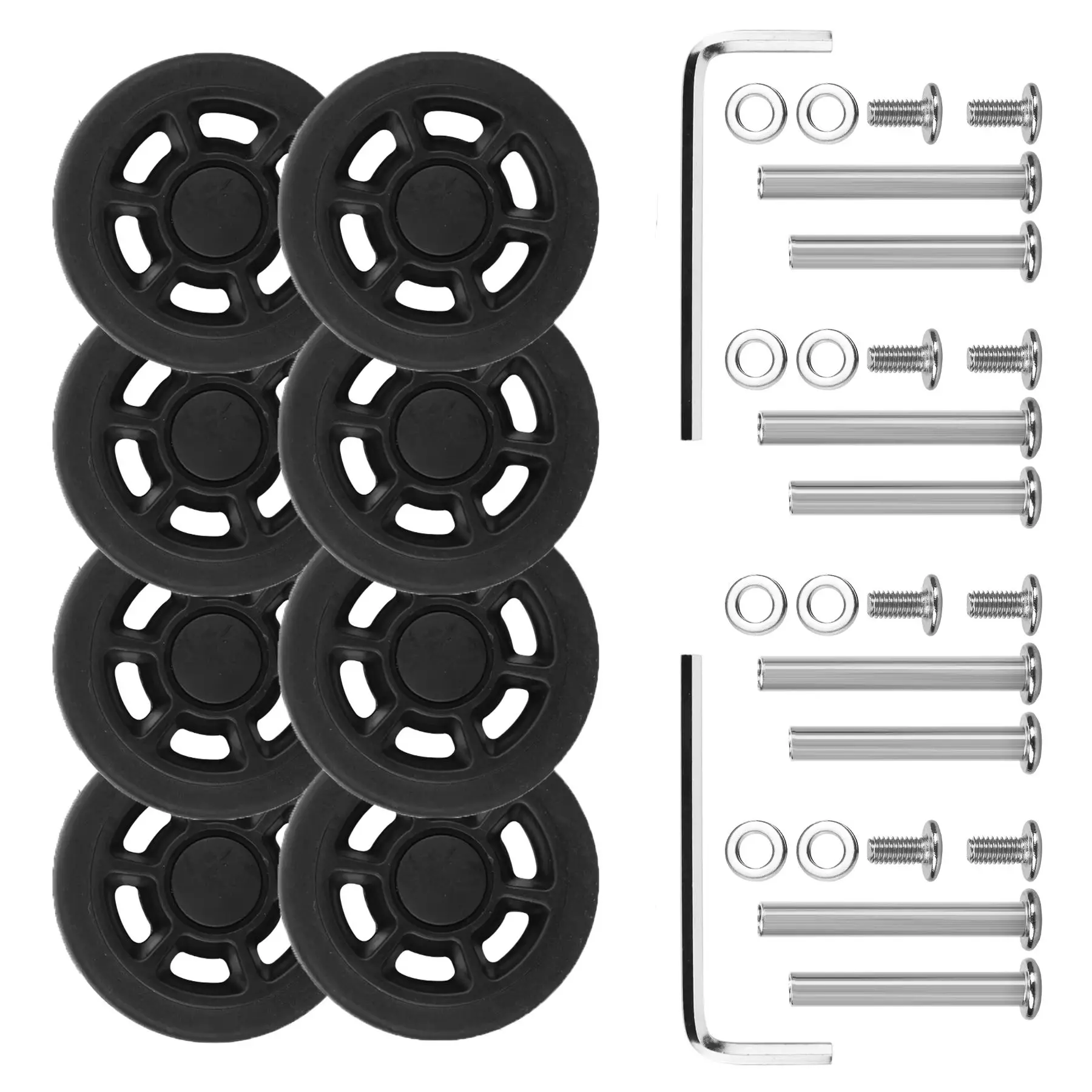 

GUGULUZA 8Pcs Black Replacement Wheels for Luggage Travel Suitcase Wheel Kit with Screw 55mm Silent Trolly Caster Repair Parts