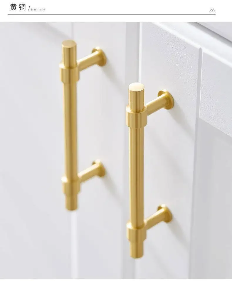 Maniglie per mobili in ottone massiccio da 2 "-9" Barra a T Luce di lusso Moda Oro Armadio Comò Armadio Cassetto dell'armadio Tira Manopola della porta