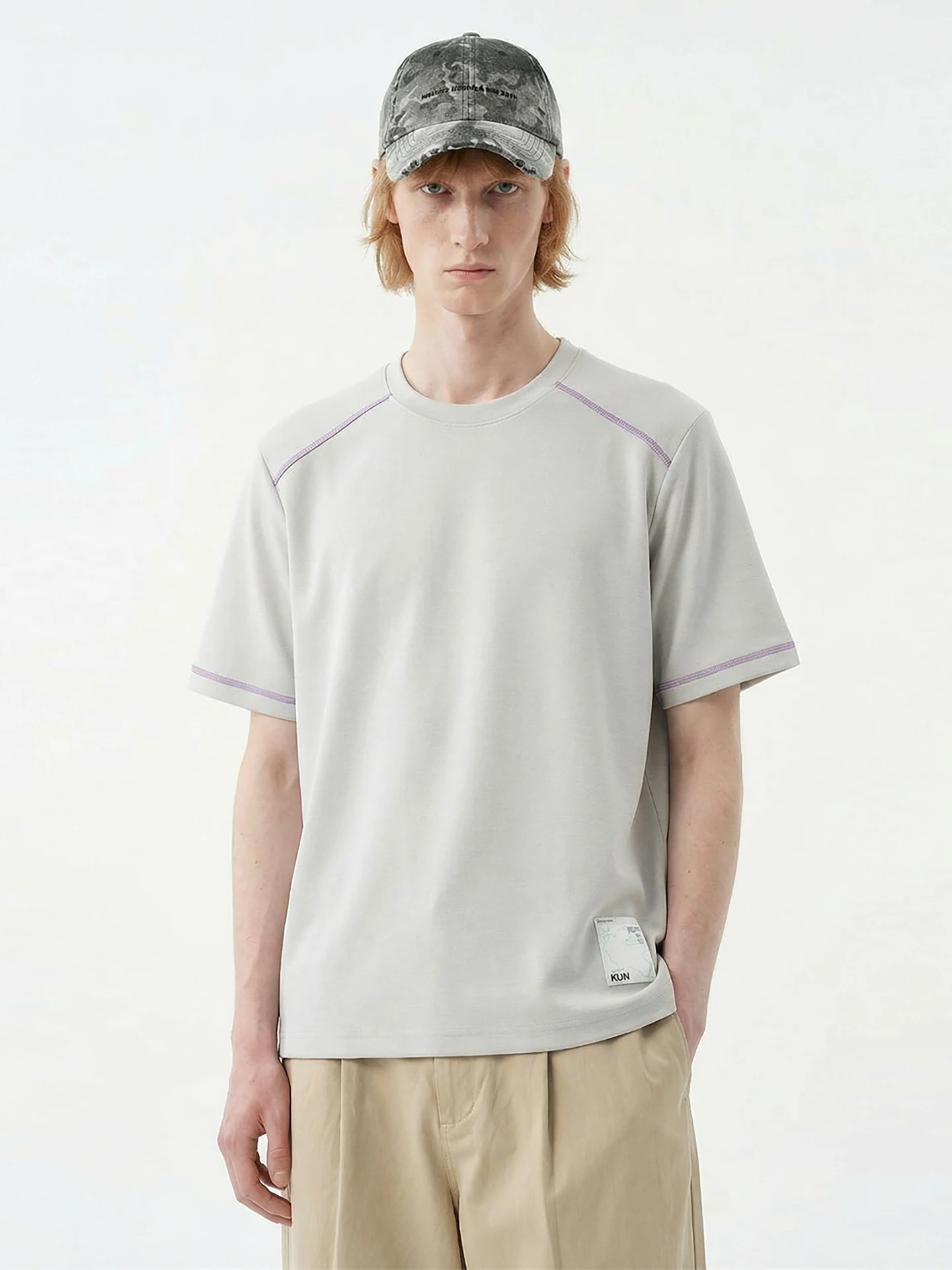 

Мужская футболка в американском ретро-стиле с контрастными вставками, новая коллекция весна-лето, повседневная спортивная базовая футболка из полиэфирного волокна