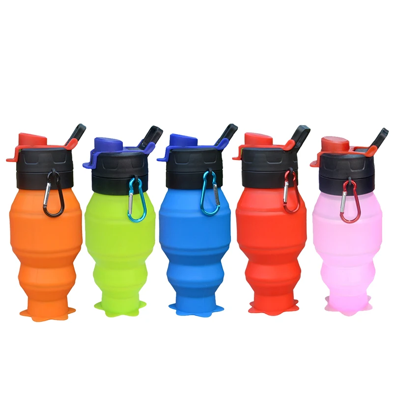 530ML Collapsible Water Bottle, Reuseable BPA Free Silicone Foldable Bottles Portable Hiking Cup For Outdoor Mountaineering Tour