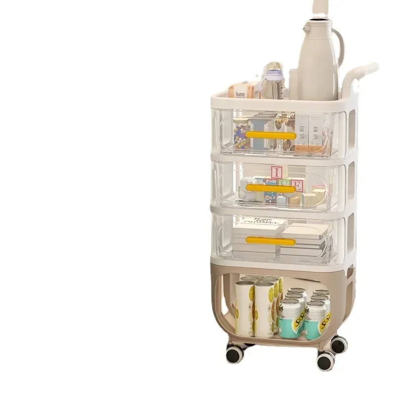 

Simple Storage Rack Baby Product Mobile Storage Stand Newborn Baby Floor Trolley Organizer and Storage Holder Floor Shelves