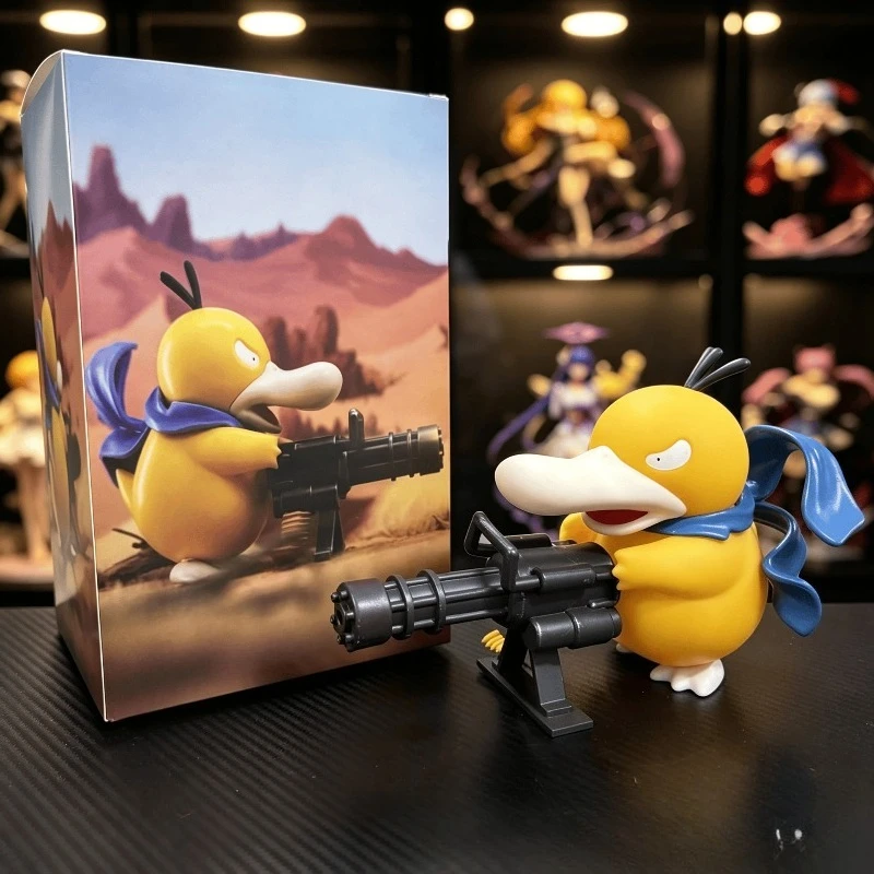 9/15cm Hot Anime Gatling Gun Psyduck Standing Posture Action Figure Collect Model Car Ornament Desktop Decor Toys Festival Gifts