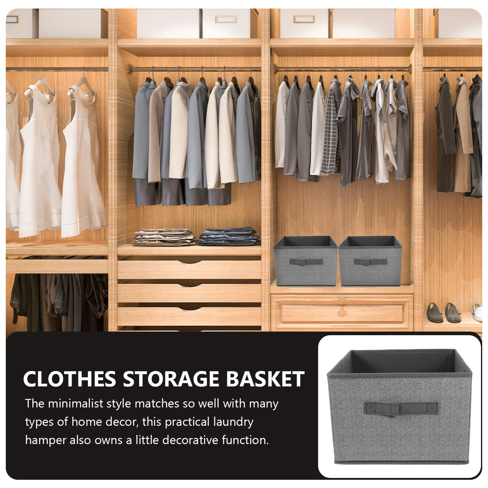 

Gray 16L Fabric Storage Box Wardrobe Clothes Containers Foldable Large Bin Household Organizer Multipurpose Case