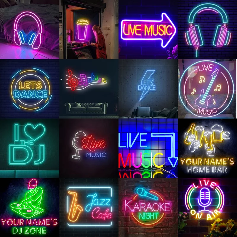 Standardowy znak neonowy Neon Led znaki litery duże jasno wesele Bar nazwa osobista DJ Logo sklep Salon reklama Dropshipping