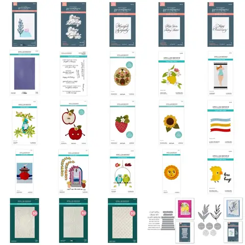 Troqueles de corte de Metal de fieltro, flor Floral, manzana, baya, sellos transparentes, lámina caliente, álbum de recortes DIY, papel artesanal en relieve, feliz cumpleaños