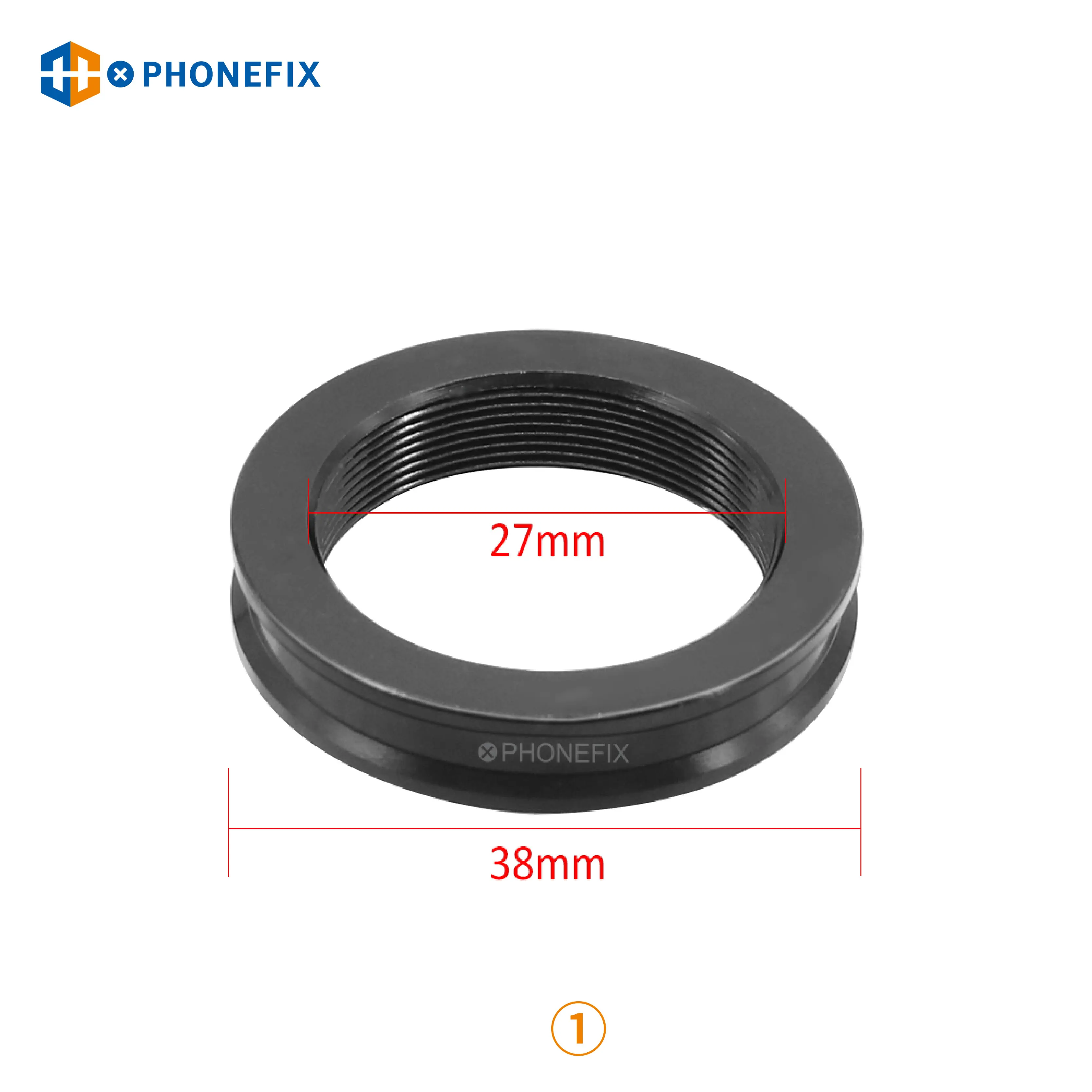 Adaptador simul-focal trinocular, adaptador de microscópio estéreo com anel para montagem de câmera e tubo de 38mm a 27.2mm