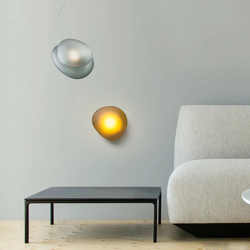 Simple Color Glass Pebble Wall Light Nordic Room Decoration Living Room Bedroom Wall Lamp LED Source Atmosphere Luster Lighting